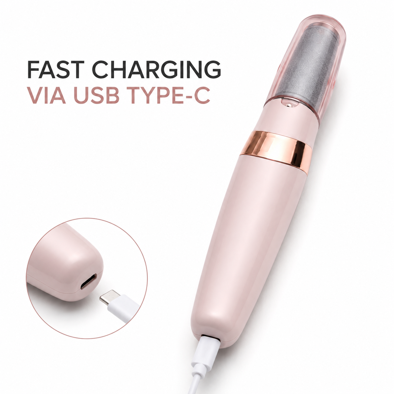 Quitacallos eléctrico Cozzy con carga rápida por USB tipo C